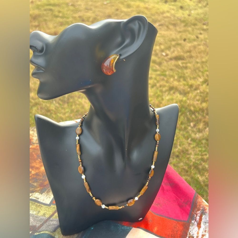 Natural Stone Gold Plated Necklace - Picture 14 of 15